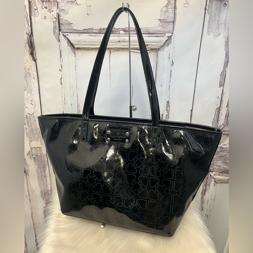 Kate Spade Harmony Metro Spade Black Patent Leather Tote Bag